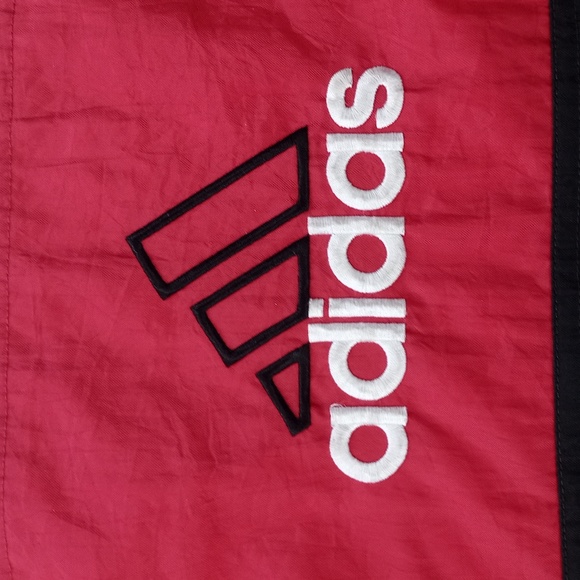 Vintage 90s Adidas Essential Striped Winter Jacket With Hood RED/White/BLACK - Picture 5 of 15